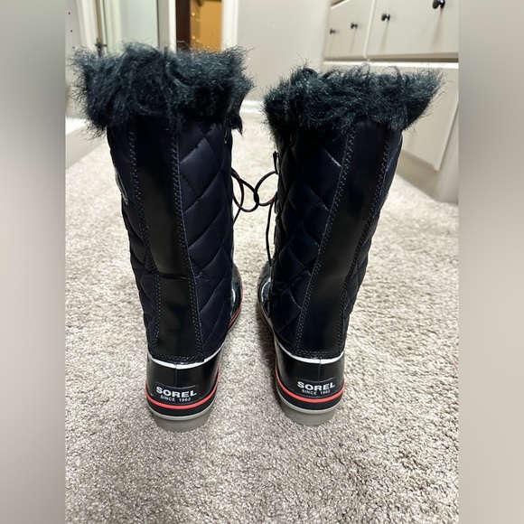 Sorel Tofino Cate Waterproof Quilted Women’s Winter Boots - Black & Coral, Sz 9 - Picture 3 of 7